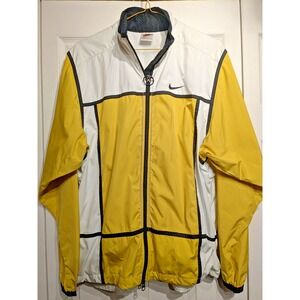 VTG Nike Jacket Women M(8-10) Yellow/Wh Windbreaker Running Full Zip SB MAC Mesh